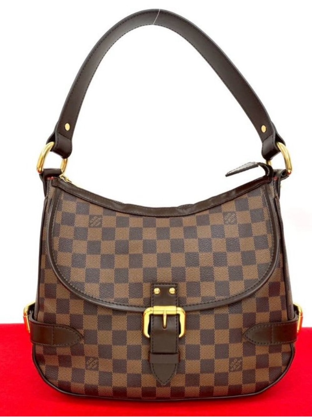 Louis Vuitton Brown Damier Canvas Shoulder Bag with Gold Hardware like NEW